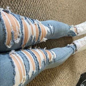 ripped blue jeans